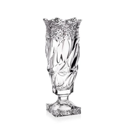 KRIŠTÁĽOVÁ VÁZA BOHEMIA ENIGMA FLAMENCO ICE NA NOHE 380MM