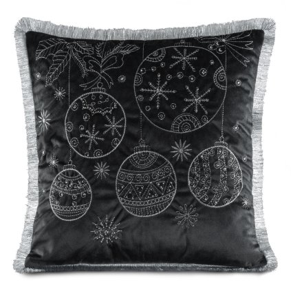 VIANOČNÁ DEKORAČNÁ OBLIEČKA NA VANKÚŠ HOLLY 45X45 CM ČIERNA
