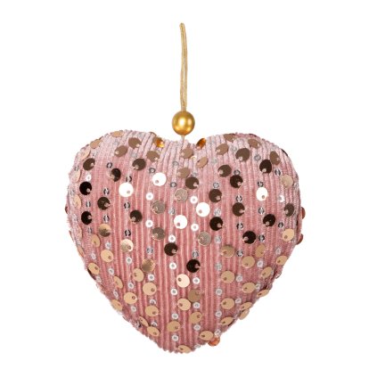 VIANOČNÁ DEKORÁCIA HEART SADA 12KS 9X9 CM RUŽOVÁ