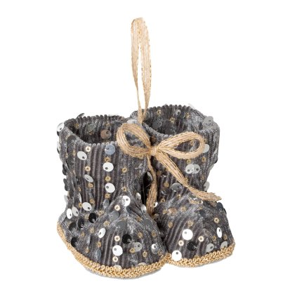 VIANOČNÁ DEKORÁCIA BOOTS SADA 12KS 10X7 CM STRIEBORNÁ