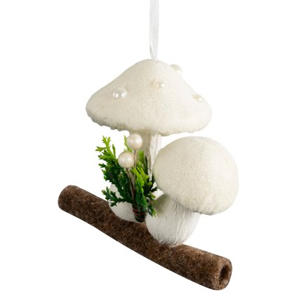 VIANOČNÁ DEKORÁCIA MUSHROOM1 SADA 24KS 9X10 CM BIELA
