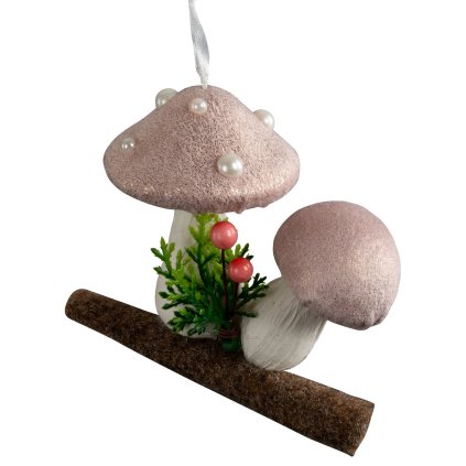 VIANOČNÁ DEKORÁCIA MUSHROOM1 SADA 24KS 9X10 CM RUŽOVÁ