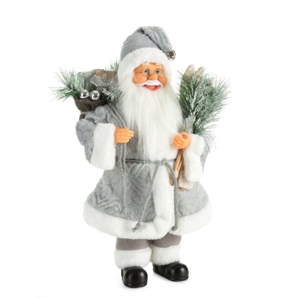 VIANOČNÁ FIGÚRKA SANTA 40 CM STRIEBORNÁ