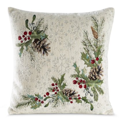 VIANOČNÁ GOBELÍNOVÁ DEKORAČNÁ OBLIEČKA NA VANKÚŠ PINE 45X45 CM VZOROVANÁ