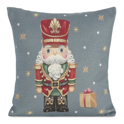 VIANOČNÁ GOBELÍNOVÁ DEKORAČNÁ OBLIEČKA NA VANKÚŠ NUTCRACKER 45X45 CM VZOROVANÁ