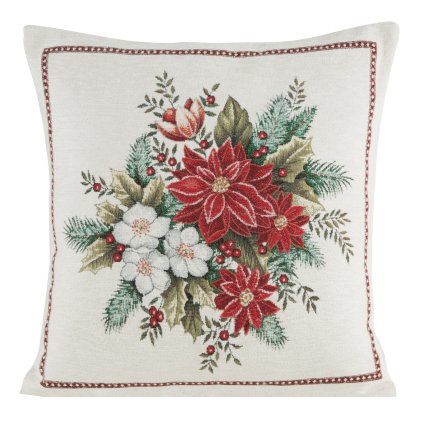 VIANOČNÁ GOBELÍNOVÁ DEKORAČNÁ OBLIEČKA NA VANKÚŠ MERRY5 45X45 CM VZOROVANÁ