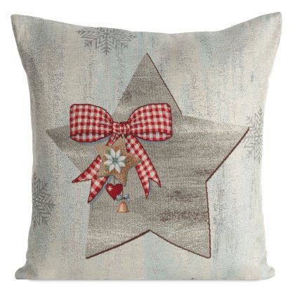VIANOČNÁ GOBELÍNOVÁ DEKORAČNÁ OBLIEČKA NA VANKÚŠ BOW 45X45 CM VZOROVANÁ
