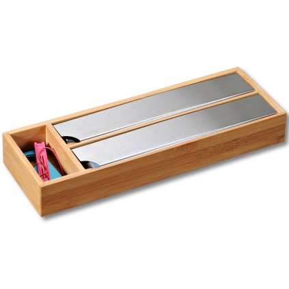 Drevený organizér na fólie s rezačkou Triple, 39,5x13x5,5 cm