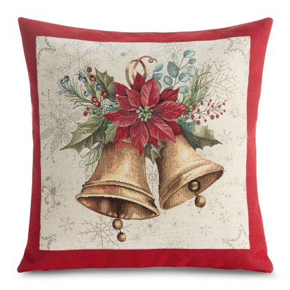 VIANOČNÁ GOBELÍNOVÁ DEKORAČNÁ OBLIEČKA NA VANKÚŠ MERRY 45X45 CM VZOROVANÁ