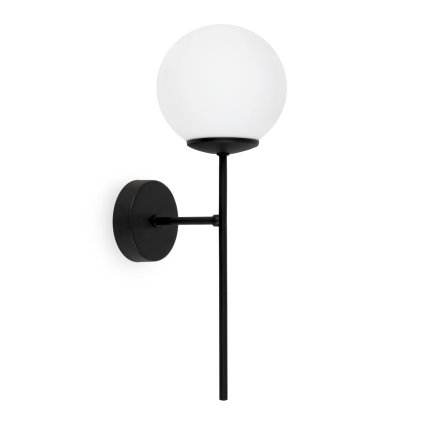 czarny kinkiet scienny siena lampa loft z bialym kulistym kloszem do lazienki kuchni pokoju salonu 1xe14