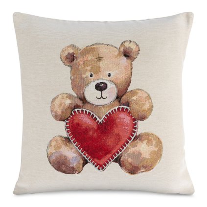 VIANOČNÁ GOBELÍNOVÁ DEKORAČNÁ OBLIEČKA NA VANKÚŠ TEDDY 45X45 CM VZOROVANÁ