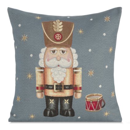 VIANOČNÁ GOBELÍNOVÁ DEKORAČNÁ OBLIEČKA NA VANKÚŠ NUTCRACKER1 45X45 CM VZOROVANÁ