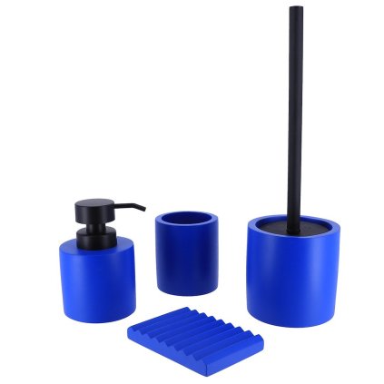 Sada kúpeľňových doplnkov Signature Blue, modrá/s čiernymi prvkami