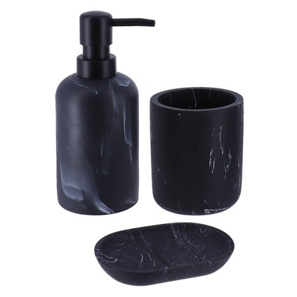 Sada kúpeľňových doplnkov Everist Black Marble, čierna