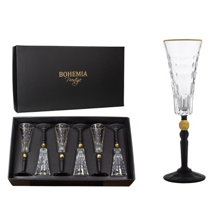 BOHEMIA PRESTIGE CONTE BLACK POHÁR NA ŠAMPANSKÉ 170ML SADA 6 KS