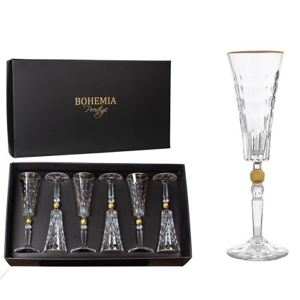 BOHEMIA PRESTIGE CONTE GOLD POHÁR NA ŠAMPANSKÉ 170ML SADA 6 KS