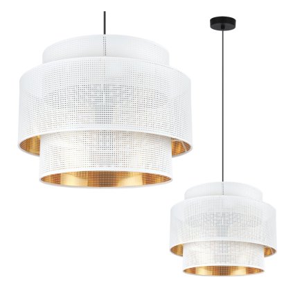 Závesné svietidlo Asti, 1x biele PVC tienidlo, (fi 40cm), g, b