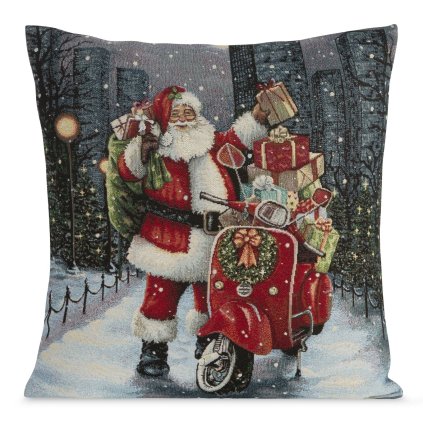 VIANOČNÁ GOBELÍNOVÁ DEKORAČNÁ OBLIEČKA NA VANKÚŠ MERRY4 45X45 CM VZOROVANÁ