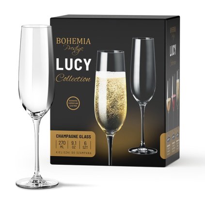 BOHEMIA PRESTIGE LUCY POHÁR NA ŠAMPANSKÉ 270ML SADA 6KS