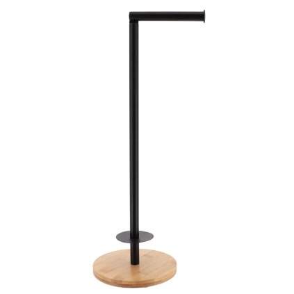 Stojan na toaletný papier Black Bamboo, čierna/s drevenými prvkami, o