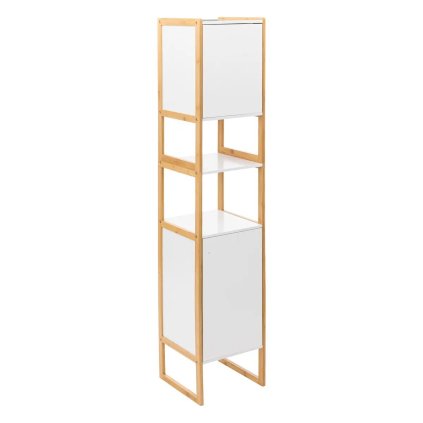 Polička do kúpeľne Natureo White, white/s drevenými prvkami, H