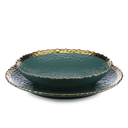 Keramická súprava tanierov Kati Green Gold 8ks