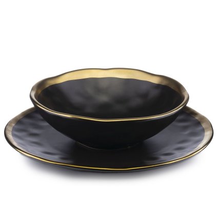 Keramická súprava tanierov Lissa Black Gold 8ks