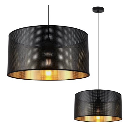 Závesné svietidlo Asti0, 1x čierne PVC tienidlo, (fi 40cm), g, b