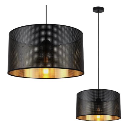 Závesné svietidlo Asti0, 1x čierne PVC tienidlo, (fi 35cm), g, b