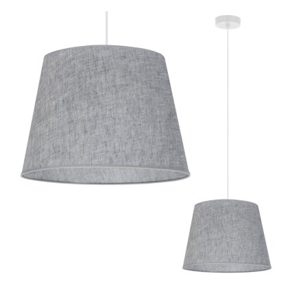 Závesné svietidlo Len, 1x šedé textilné tienidlo, (fi 38 cm), w