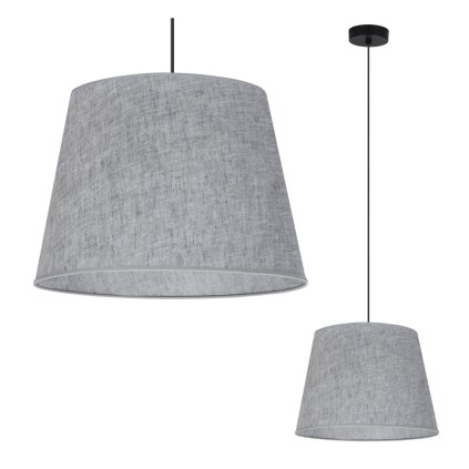 Závesné svietidlo Len, 1x šedé textilné tienidlo, (fi 38 cm), b