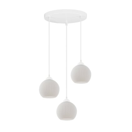 Závesné svietidlo Riffle Round, 3x biele sklenené tienidlo, w, o