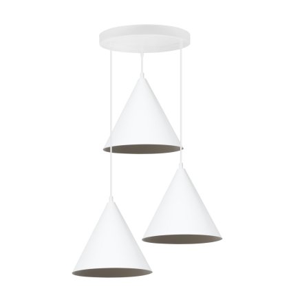 Závesné svietidlo Soho, 3x biele kovové tienidlo, (fi 25cm), o