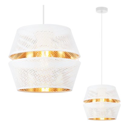 Závesné svietidlo Asti, 1x biele PVC tienidlo, g, w
