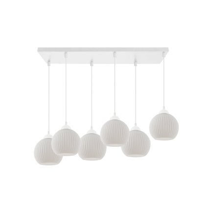 Závesné svietidlo Riffle Round, 6x biele sklenené tienidlo, w