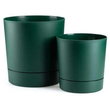 PLASTOVÝ KVETINÁČ AZALEA SADA 2KS 22,5X23,5 CM+17,5X18,5 CM TMAVOZELENÁ