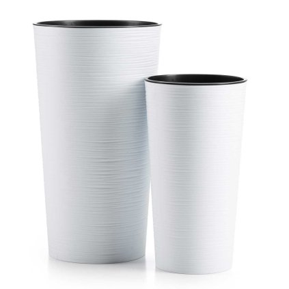 PLASTOVÝ KVETINÁČ URBANIKA RIFLO 25,5X46,5 CM+19,5X36,5 CM BIELA