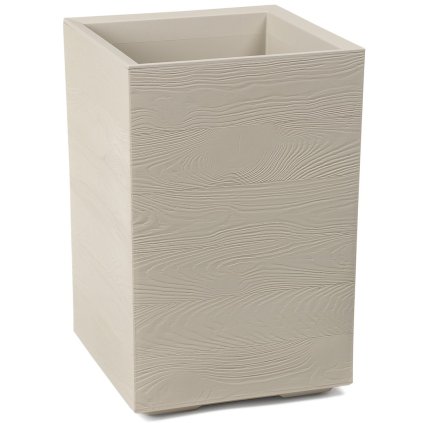 PLASTOVÝ KVETINÁČ NA KOLIESKACH BETONIQUE ECO 60X40X40 CM DREVENÝ DEKOR KRÉMOVÁ