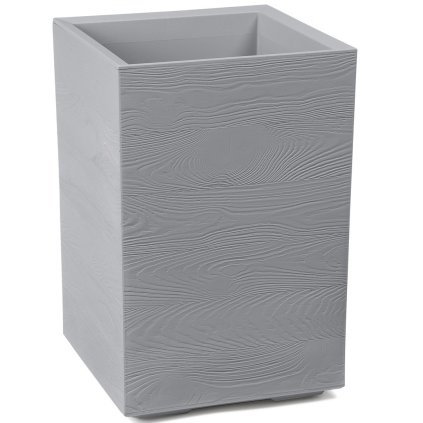 PLASTOVÝ KVETINÁČ NA KOLIESKACH BETONIQUE ECO 60X40X40 CM DREVENÝ DEKOR SIVÁ