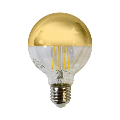 Dekoračná LED žiarovka so zrkadlovým vrchlíkom E27 teplá 3000k 5w 550 lm zlatá