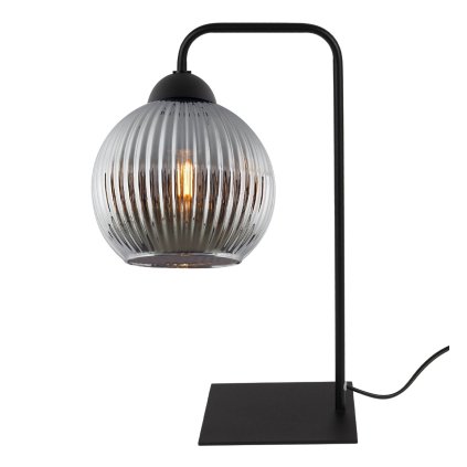 Stolná lampa Riffle Round, 1x grafitové sklenené tienidlo
