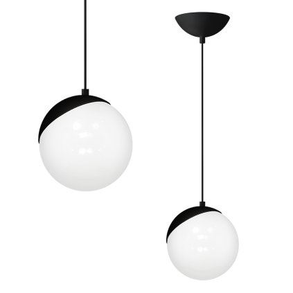 Závesné svietidlo Sfera, 1x biele sklenené tienidlo, b