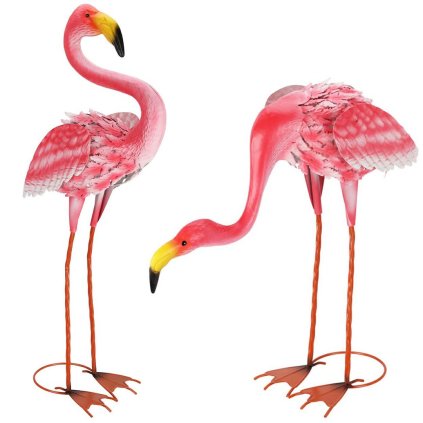 Záhradná kovová figúrka Flamingo, sada 2ks, 65 cm, ružová