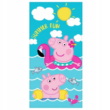DETSKÝ BAVLNENÝ UTERÁK PEPPA PIG 70X140 CM VZOROVANÁ