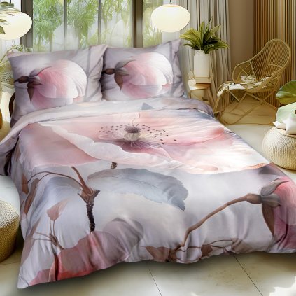 SATÉNOVÉ OBLIEČKY SATINLOVE PREMIUM 200X220 CM, 2KS 70X80 CM KVETY