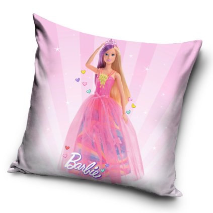DETSKÁ DEKORAČNÁ OBLIEČKA NA VANKÚŠ BARBIE 40X40 CM VZOROVANÁ
