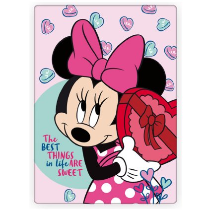 DETSKÁ FLEECOVÁ DEKA MINNIE 100X140 CM VZOROVANÁ