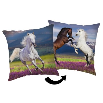 DETSKÝ DEKORAČNÝ VANKÚŠ HORSES 40X40 CM VZOROVANÁ