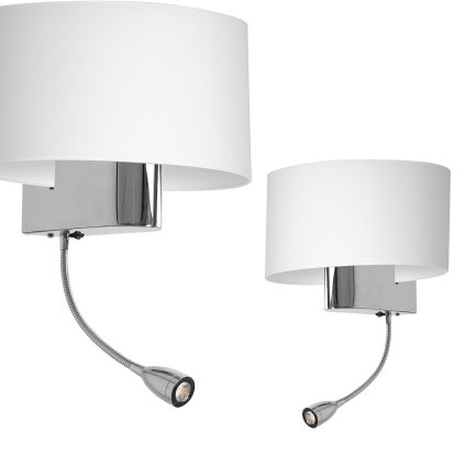 Nástenné svietidlo Casino, biele textilné tienidlo + 1xLED 1w, ch