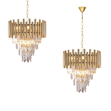 Luster Madison, 1x krištáľové/zlaté kovové tienidlo, (fi 45cm), g
